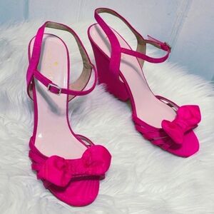 Kate Spade New York Bridal Bow Pink Wedge Sandals Size 8B